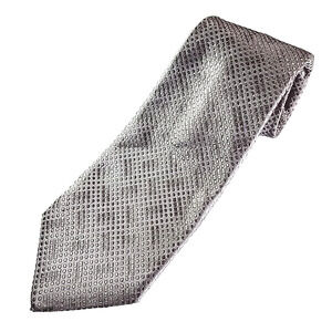 D'Este Gray with Dot & Square Pattern Silk Tie Necktie, Italy - New